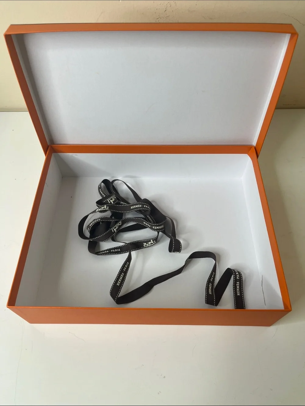 Hermès Signature Orange Empty Gift Box with Branded Ribbon